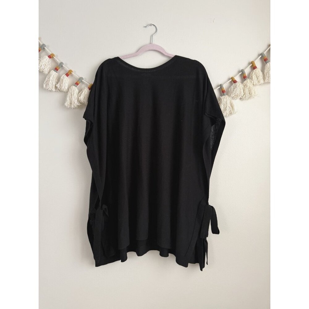J. Jill Merino Wool Blend Knit Pullover Poncho Top Layering Cozy Relaxed Winter